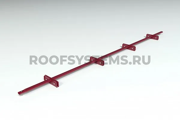 Комплект снегозадержания Prestige ZN , 3м., Single для фальцевой кровли, (состав:4 опоры, труба, комплект крепления), красное вино, Roofsystems , изобр. 1