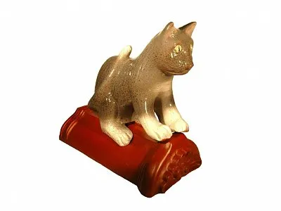 Декоративный элемент на кровлю Кошка сидящая, оригинальная, глазурь, Purr-Keramik