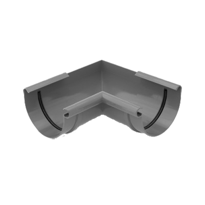 Угол внутренний 90 гр, пвх, d-125 мм, графит, BRYZA